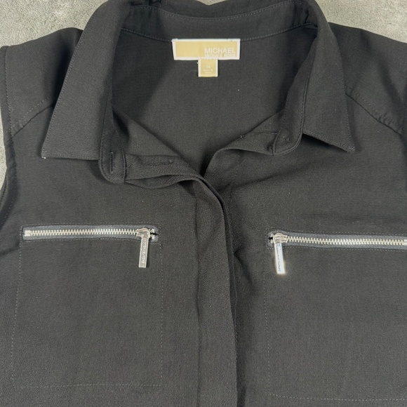 Michael Kors Women’s Size 14 Black Sleeveless Utility Shirt Dress Zip Pockets - Picture 2 of 10